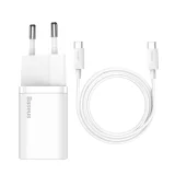 Si 25 W-os, 3 A-es gyors hálózati töltő 1 m-es fehér USB-C kábellel