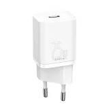 Si 25 W-os, 3 A-es gyors hálózati töltő 1 m-es fehér USB-C kábellel 4