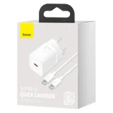 Si 25 W-os, 3 A-es gyors hálózati töltő 1 m-es fehér USB-C kábellel 5