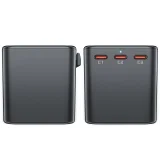 Univerzális GaN utazótöltő, 2x USB-A, 3x USB-C, brit, EU, USA és ausztrál csatlakozókkal, fekete 11