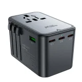 Univerzális GaN utazótöltő, 2x USB-A, 3x USB-C, brit, EU, USA és ausztrál csatlakozókkal, fekete 2