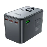 Univerzális GaN utazótöltő, 2x USB-A, 3x USB-C, brit, EU, USA és ausztrál csatlakozókkal, fekete 8