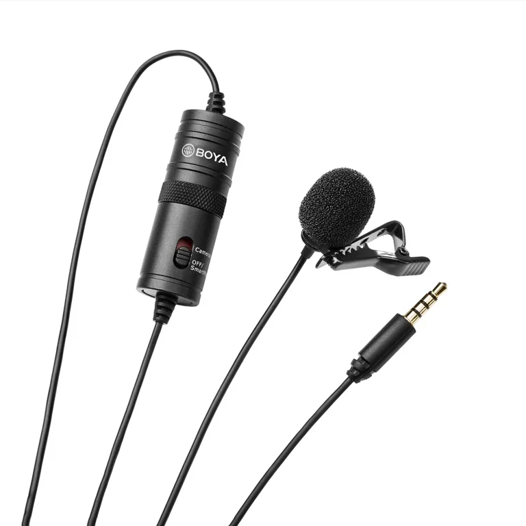 Vezetékes lavalier mikrofon okostelefonokhoz és fényképezőgépekhez, 3,5 mm-es TRRS-csatlakozóval – fekete