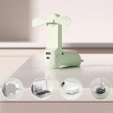Mini hordozható ventilátor powerbank és zseblámpa funkcióval, összecsukható, 4500 mAh, USB-C – zöld 4