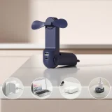 Mini hordozható ventilátor powerbankkal és zseblámpa funkcióval, 2000 mAh – kék 2