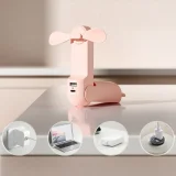 Mini hordozható ventilátor powerbank és zseblámpa funkcióval, 2000 mAh – rózsaszín 2