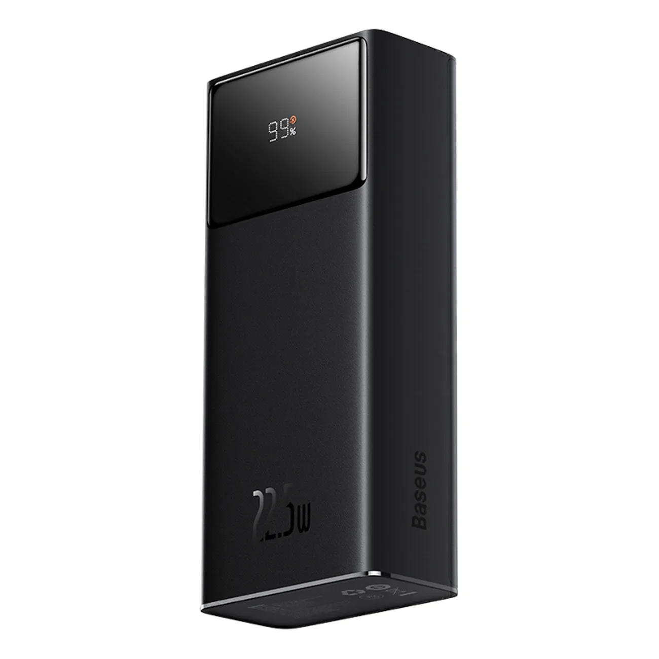 30000 mAh-s, 22,5 W-os power bank USB-A–USB-C 3 A-es, 30 cm-es kábellel – fekete