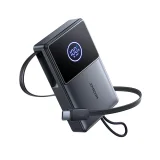 10000mAh 22.5W Power Bank s uvlačivim USB-C kabelom - Crna