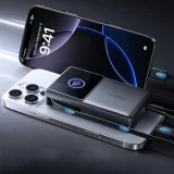 10000mAh 22.5W Power Bank s uvlačivim USB-C kabelom - Crna 6