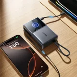 10000mAh 22.5W Power Bank s uvlačivim USB-C kabelom - Crna 7