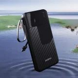 K11 10000 mAh-s powerbank beépített kábelekkel – fekete 5