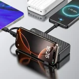 K11 Pro 20000 mAh Power Bank beépített kábelekkel - fekete 6