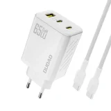 GaN AC adapter s USB-C kabelom od 1 m, 65 W - bijeli