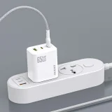 GaN AC adapter s USB-C kabelom od 1 m, 65 W - bijeli 5