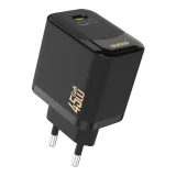 GaN fali töltő USB-C kábellel, 45 W – fekete 2