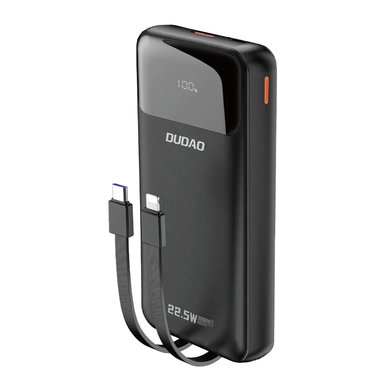 20000 mAh-s, 22,5 W-os PD USB-C/USB-A powerbank beépített iPhone Lightning–USB-C kábellel – fekete 20000 mAh-s, 22,5 W-os PD USB-C/USB-A powerbank beépített iPhone Lightning–USB-C kábellel – fekete