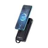 20000 mAh-s, 22,5 W-os PD USB-C/USB-A powerbank beépített iPhone Lightning–USB-C kábellel – fekete 4