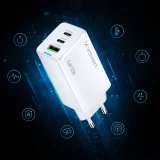 GaN USB-A–USB-C fali töltő USB-C kábellel, 65 W – Fehér 10