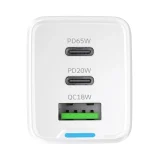 GaN USB-A–USB-C fali töltő USB-C kábellel, 65 W – Fehér 4