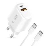 NCA30 USB-A USB-C PD QC 30 W-os fali töltő 1 m-es USB-C kábellel – fehér 2