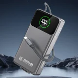 K31 Pro 20000 mAh-s powerbank behúzható 45 W-os USB-C kábellel – szürke 3