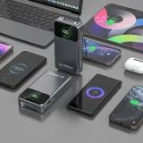 K31 Pro 20000 mAh-s powerbank behúzható 45 W-os USB-C kábellel – szürke 8
