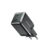 2x USB-C EU 45W zidni punjač - crni