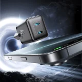 2x USB-C EU 45W zidni punjač - crni 2
