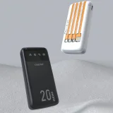 K6Pro+ 20000 mAh-s power bank beépített USB-C, microUSB és iPhone Lightning kábelekkel – fekete 3