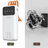 K6Pro+ 20000 mAh-s power bank beépített USB-C, microUSB és iPhone Lightning kábelekkel – fekete 6