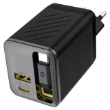 67 W-os GaN USB-A–USB-C fali töltő behúzható USB-C PD QC kábellel – fekete 2