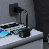 67 W-os GaN USB-A–USB-C fali töltő behúzható USB-C PD QC kábellel – fekete 5