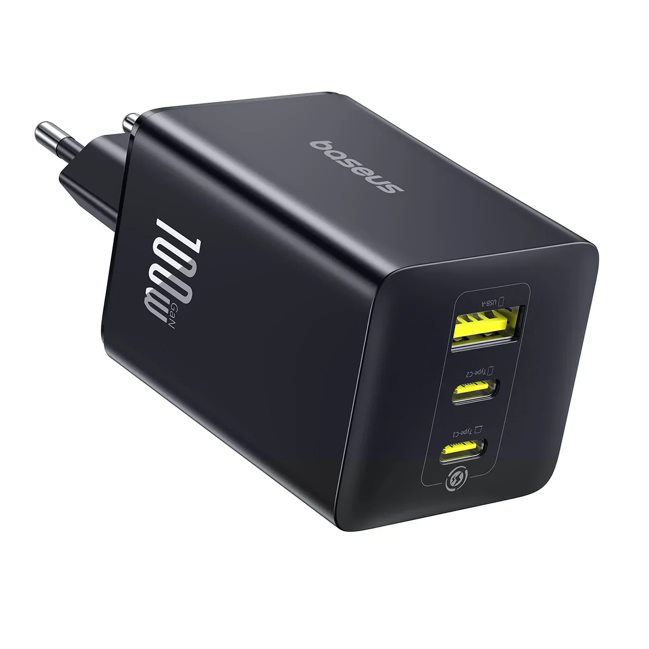 EnerFill FE11 100 W-os USB-A–USB-C fali töltő – fekete EnerFill FE11 100 W-os USB-A–USB-C fali töltő – fekete