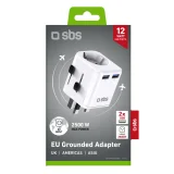 UK US AUS Ázsia EU USB-A utazó hálózati adapter – fehér 2