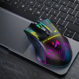Vezeték nélküli optikai játékegér újratölthető akkumulátorral, RGB világítással, 3200 DPI - fekete 8