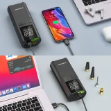 Elektromos pumpa kompresszor, power bank, zseblámpa, 150 PSI, 8000 mAh – fekete 11