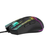 Vezetékes optikai játékegér háttérvilágítással, 7 gombbal, 7200 DPI, RGB – fekete 4