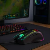 Vezetékes optikai játékegér háttérvilágítással, 7 gombbal, 7200 DPI, RGB – fekete 7
