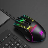 Vezetékes optikai játékegér háttérvilágítással, 7 gombbal, 7200 DPI, RGB – fekete 8