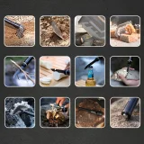 Többfunkciós túlélő-bushcraft lapát késsel, kalapáccsal, kovakővel, síppal és szigonyval – szürke 3