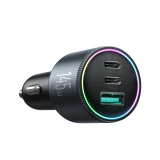 USB-A–USB-C autós töltő kábellel, 145 W – sötét szürke 2