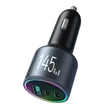 USB-A–USB-C autós töltő kábellel, 145 W – sötét szürke 3