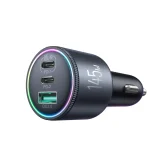 USB-A–USB-C autós töltő kábellel, 145 W – sötét szürke 4