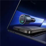 USB-A–USB-C autós töltő kábellel, 145 W – sötét szürke 6