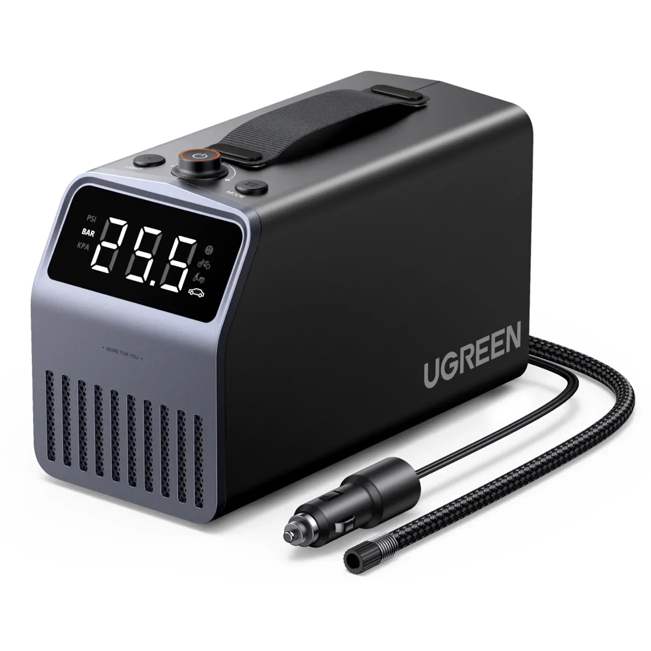 Elektromos autó gumiabroncs-felfújó kijelzővel, 150 PSI, 3x4500mAh, 12V - szürke