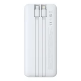 10000 mAh-s, 22,5 W-os LiPo power bank beépített USB-C és iPhone Lightning kábelekkel – fehér 3