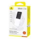10000 mAh-s, 22,5 W-os LiPo power bank beépített USB-C és iPhone Lightning kábelekkel – fehér 8