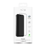 Edzett üveg képernyővédő iPhone 17-hez, felhordó eszközzel és fekete Puro Frame-mel 2