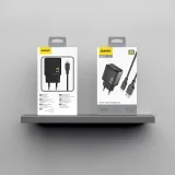 USB-A fali töltő USB-A–USB-C kábellel, 2,4 A GaN – fekete 3