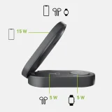 3 az 1-ben vezeték nélküli összecsukható töltőállomás iPhone, Apple Watch és AirPods készülékekhez QI2 MFI - Fekete 3